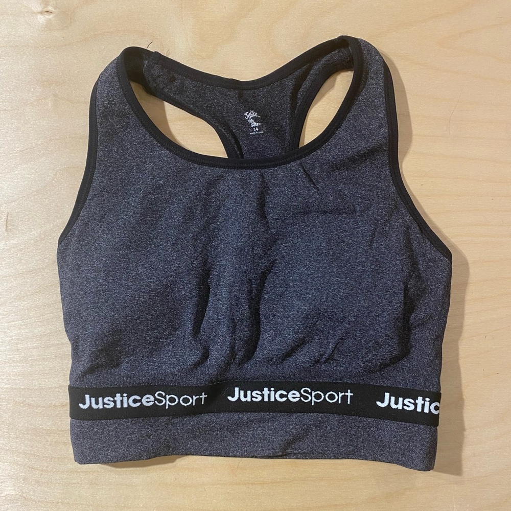 Justice Charcoal Sports Bra Size 34 (OE)